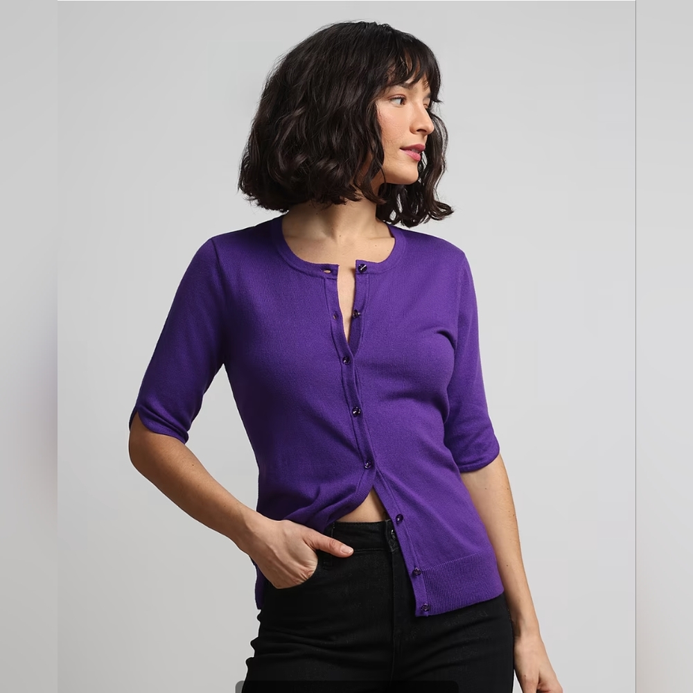 New York & Company Purple Cardigan